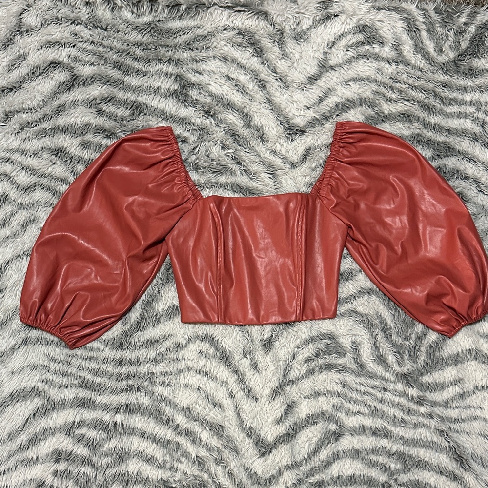Lush Red Puff Sleeve Blouse